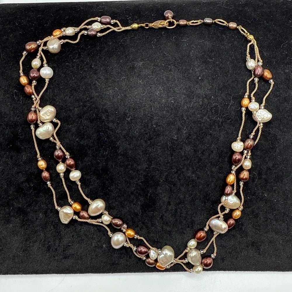 Multicolor Freshwater Pearl Layered Necklace 15–17in
